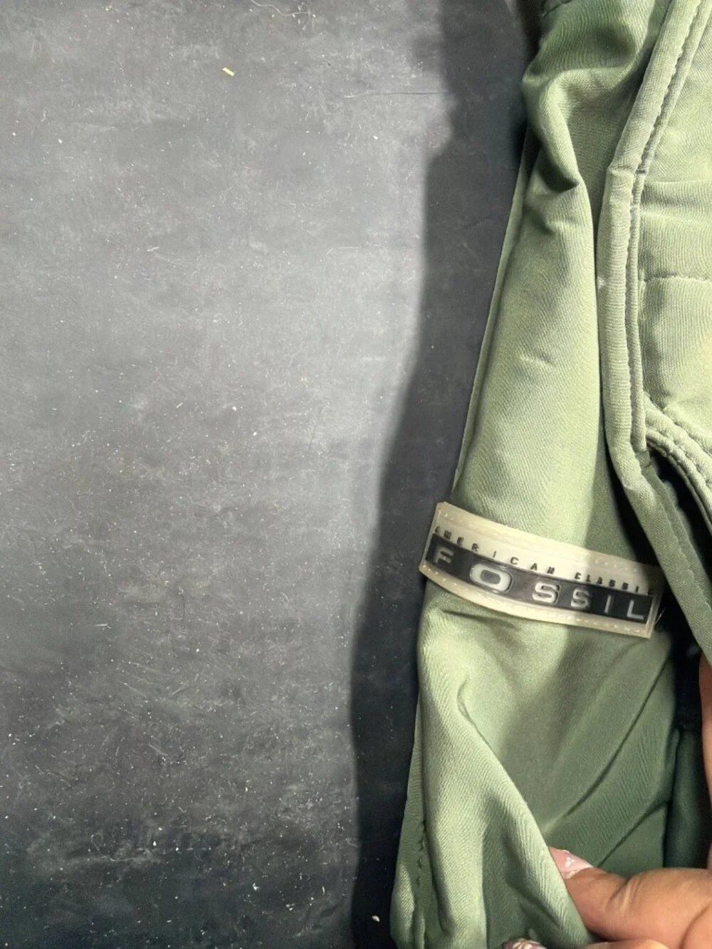 Fossil Mens Unisex Olive Green Nylon Canvas Crossbody Messenger Satchel Bag